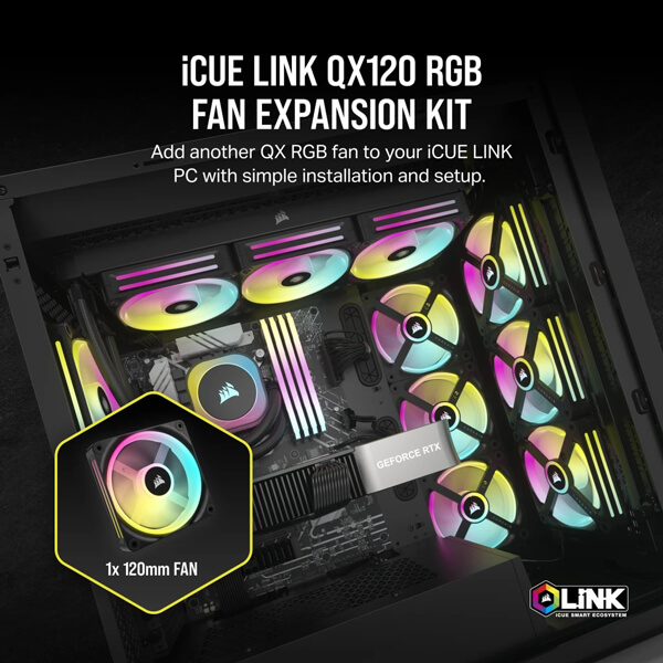 Corsair iCUE Link QX120 RGB 120mm PWM Cabinet Fan